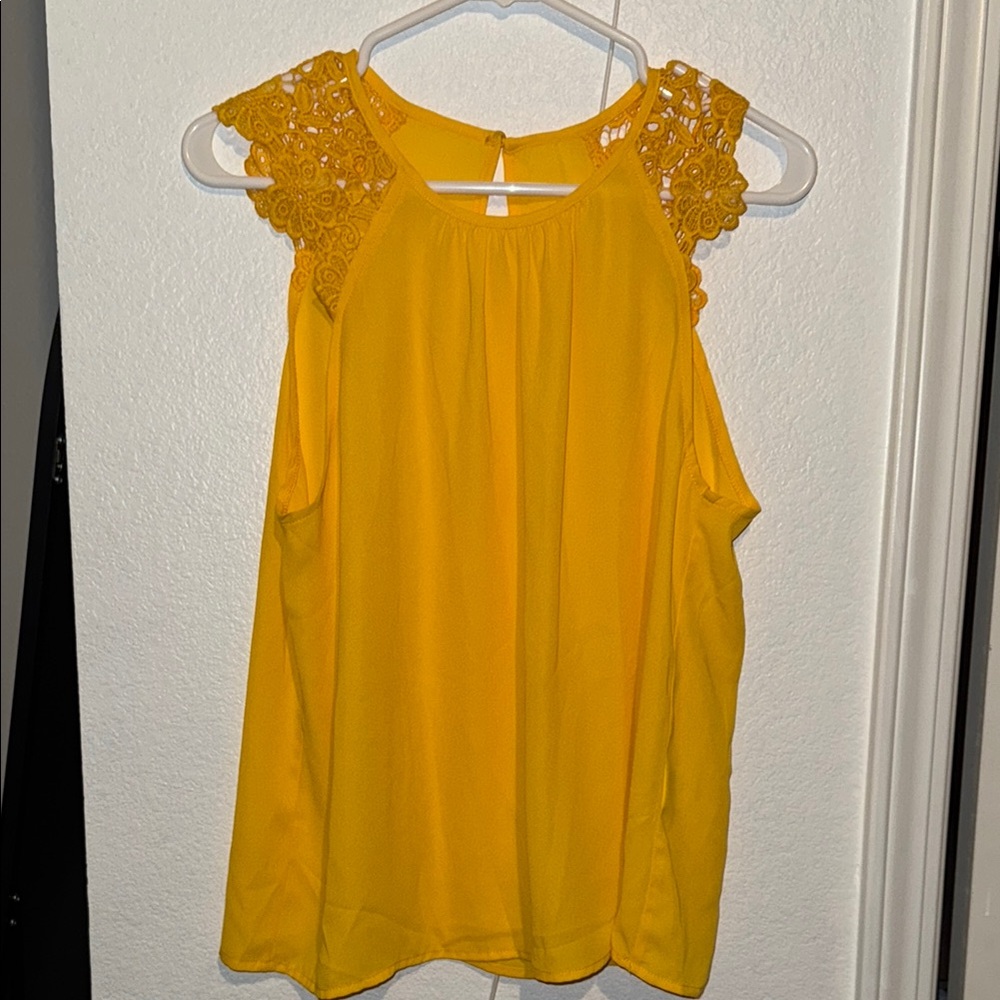SHEIN Embellished Yellow Sleeveless Blouse